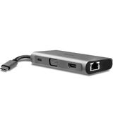 LINDY 43278 USB-C Converter [1x USB-C stekker - 3x USB 3.2 Gen 1 bus A (USB 3.0), VGA-bus, HDMI-bus, RJ45-bus, USB-C bu