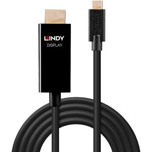 LINDY 43292 USB-C-displaykabel Aansluitkabel USB-C stekker, HDMI-A-stekker 2.00 m Zwart