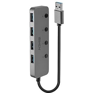 LINDY 4 Port USB 3.0 Hub mit Ein-/Ausschaltern USB 3.0-hub 4 poorten Individueel schakelbaar Grijs
