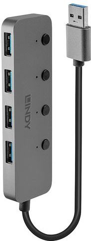 Lindy 43309 interface hub USB 3.2 Gen 1 (3.1 Gen 1) Type-A 5 Mbit/s Grijs