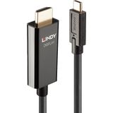 LINDY 43315 USB-C-displaykabel Aansluitkabel USB-C stekker, HDMI-A-stekker 5.00 m Zwart