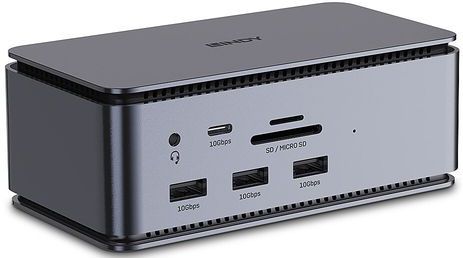 Lindy 43372 laptop dock & poortreplicator Docking USB4 Antraciet