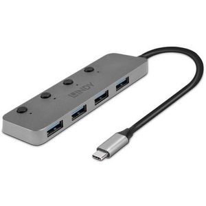 Lindy 43383 interface hub USB 3.2 Gen 1 (3.1 Gen 1) Type-C 5000 Mbit/s Grijs