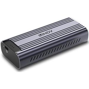 Lindy - Storage enclosure - M.2 - M.2 NVMe Card / PCIe 4.0 (NVMe) - USB4 - donkergrijs
