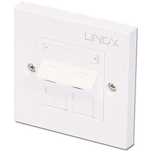 LINDY CAT5e Enkele wandplaat met 2 x schuine RJ-45 Shuttered Socket Unshielded