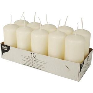Papstar - Stompkaarsen - Ivoor - Ø 40 mm - 90 mm - 10 Stuks