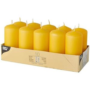 gele stompkaarsen 40 mm op 90 mm kleur geel set van 10 stuks