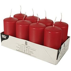 PAPSTAR Paraffine kaarsen rood 50 mm · 100 mm (8 stuks)