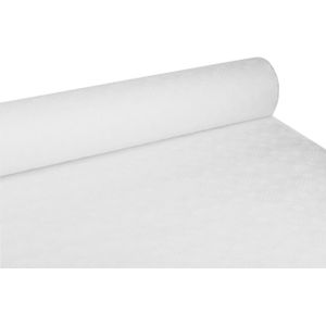 Tafelkleed uit papier met damastprint, 120 cm x 50 m, wit - op rol