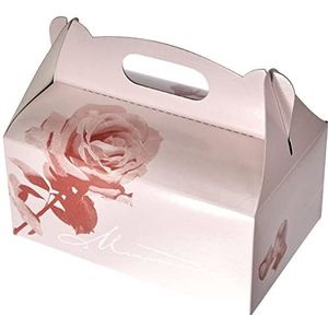 PAPSTAR 18851 Pak van 20 Rechthoekige Kartonnen Gebaksdozen met Handvat, Roze, 20 x 13 x 9 cm