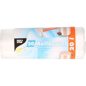 Papstar 20x stuks afvalzakken/vuilniszakken - 20 liter - transparant - Prullenbak zakken