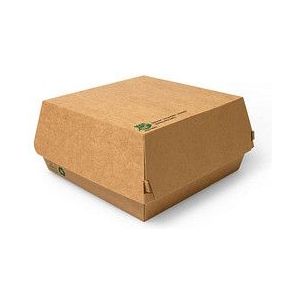 25st. Kartonnen Hamburger Bakjes Groot - 155 x 155 x 90 mm - composteerbaar