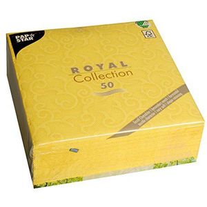 Papstar, #84881 Royal Collection servetten 40 x 40 cm, 4 vouwen, geel