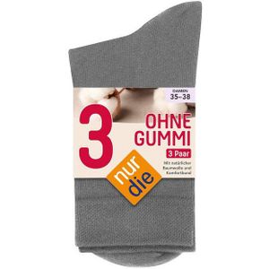 Nur Die 487805/dames zonder rubberen sokken, 3-delige sokken, grijs (grijs-lengte 346), FR (fabrikantmaat: 39-42) (verpakking van 3) dames