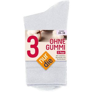 Nur Die Dames zonder rubber 3-pack sokken, wit (wit 920)., 39-42 EU