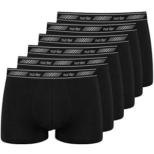 Nur Der Set van 6 boxershorts Cotton 3D-Flex van katoen, nauwe boxershorts, bewegingsvrijheid voor heren, zwart, M