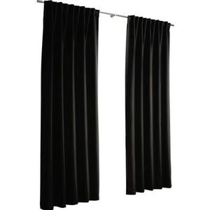 GARDINIA Gordijnen met plooiband, verduisterend en ondoorzichtig, dimout, zwart, 140 x 245 cm