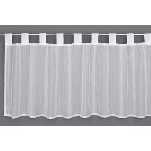 Bistrogordijn met aangenaaide lussen, transparant vitrage, effect cooking, 140 x 48 cm, wit