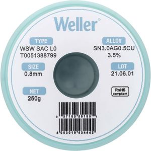 Weller WSW SAC L0 Soldeertin, loodvrij Spoel Sn3,0Ag0,5Cu 250 g 0.8 mm