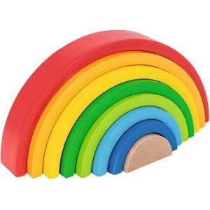 Eichhorn - Regenboog - Sorteer- en Stapelbaar Speelgoed - Heldere Kleuren - Berkenhout - 8 Stuks