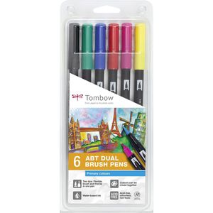 Tombow ABT Dual Brush tekenpennen - Primaire kleuren - Set van 6