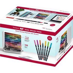 Tombow Bureau-organizer, praktische opslag voor ABT Dual Brush pennen in 107 kleuren + mixer [ABT-108C-ORGA]