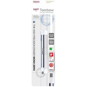 Tombow Mono - gumvulpotlood met extra vullingen - Rechthoek - 2,5x5 mm - Blauw/Wit/Zwart