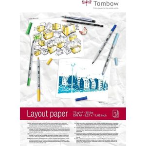 Tombow PB-LAYOUT Layoutblok DIN A4 wit, semi-transparant