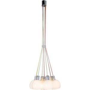 näve Hanglamp Rainbow-Bowl E14 max. 40 W, metaal/glas, chroom/wit/multicolour, l: 120 cm