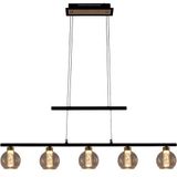 Näve LED hanglamp Brass 5-lamps verstelbaar