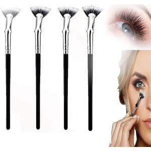 Folding Angle Scalloped Lash Brush,2024 new eyebrow brush, Angled Fan Shaped Eyelash Brush, Portable Folding Cosmetic Brushes, Makeup Tool Grooming Angled Brush (4pcs)