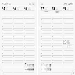 BRUNNEN 1079627 796 ringkalender met timer, 2 pagina's = 1 week, 14,8 x 20,5 cm, kalender 2020