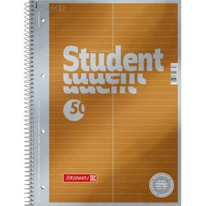 Brunnen Student Premium, notitieblok, collegeblok, 4-voudig geperforeerd, veredeld omslag met metallic effect, A4, 90 g/m², 50 vellen