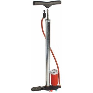 Bruder Mannesmann Fietspomp handpomp - 7 bar - metaal - zilver - manometer - 3 ventieladapters