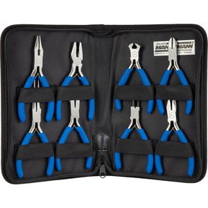 Bruder Mannesmann Tangen set 8-delig In Etui - Antislip Greep - Geslepen Kop - 10 Tot 14,5 cm