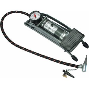 Bruder Mannesmann Voetpomp - Grijs - 2 Bar - 1 Cilinder - Manometer - 3 Opzetstukken