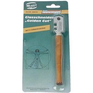 MANNESMANN - Professionele Glassnijder - Hardhouten Handvat - 6 Snijwielen