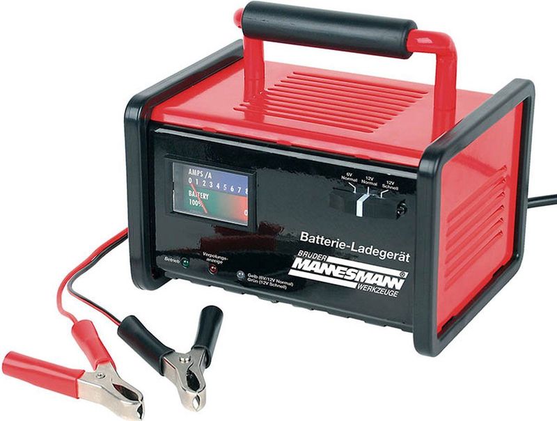 MANNESMANN - Aculader - 6V en 12V - Metalen Behuizing - TUV-Goedgekeurd