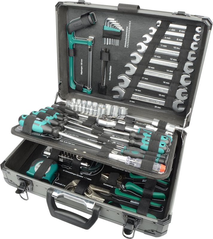 Brüder Mannesmann - 133-delige Gereedschapskoffer - Grijs/Zilver/Groen - Chroom-Vanadiumstaal