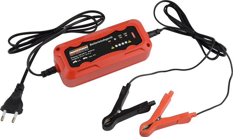 Brüder Mannesmann - Acculader - 6 en 12 Volt - 4,0 Ah - Intelligente laadmodi