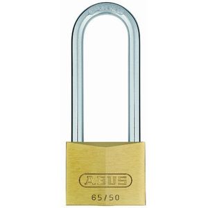 ABUS Hangslot messing 65/50HB80 gl.-6501 - gelijksluitend en met hoge beugel - messing slotlichaam - gehard stalen beugel - ABUS veiligheidsniveau 6