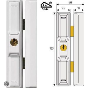 ABUS Dakraam-bijzetveiligheidslot DF88 AL0145 - Dakvensterbeveiliging, Speciaal voor Platte Dakvensters, Gelijksluitend - ABUS Veiligheidsniveau 8 - 31725 - Wit