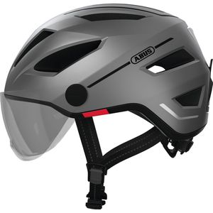 ABUS Pedelec 2.0 ACE Stadshelm - Hoogwaardige E-Bike helm met Achterlicht en Vizier voor Stadsverkeer - Voor Dames en Heren - Zilver, Maat S