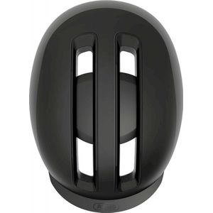 ABUS Urban Helm HUD-Y - met magnetische, oplaadbare led-achterlicht en magneetsluiting - coole fietshelm voor dagelijks gebruik - voor dames en heren - mat zwart, maat M