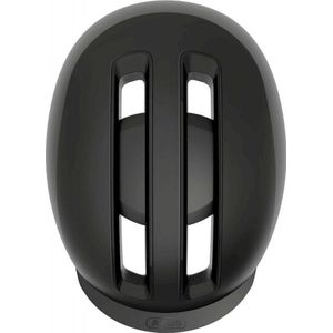 ABUS Urban helm HUD-Y - met magnetisch, oplaadbaar led-achterlicht en magneetsluiting - coole fietshelm voor dagelijks gebruik - voor dames en heren - mat zwart, maat M