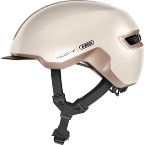 ABUS Urban Helm HUD-Y - met magnetische, oplaadbare led-achterlicht en magneetsluiting - coole fietshelm voor dagelijks gebruik - voor dames en heren - beige mat, maat M