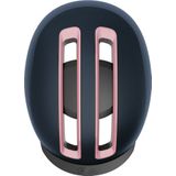 ABUS Urban HUD-Y helm met oplaadbaar magnetisch led-achterlicht en magneetsluiting, coole fietshelm voor dagelijks gebruik, voor dames en heren, blauw/mat roze, maat L