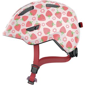 ABUS - Smiley 3.0 - Fietshelm - Roze met Aardbeienpatroon - LED Licht