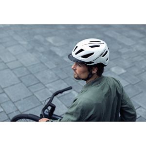 ABUS Pedelec 2.0 cityhelm - fietshelm met achterlicht en regenkap - voor stadsverkeer - voor mannen en vrouwen - donkergrijs, maat S