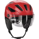 ABUS Pedelec 2.0 ACE Fietshelm met achterlicht, vizier, motorkap, oorbescherming voor dames en heren, rood, S (51-55 cm)